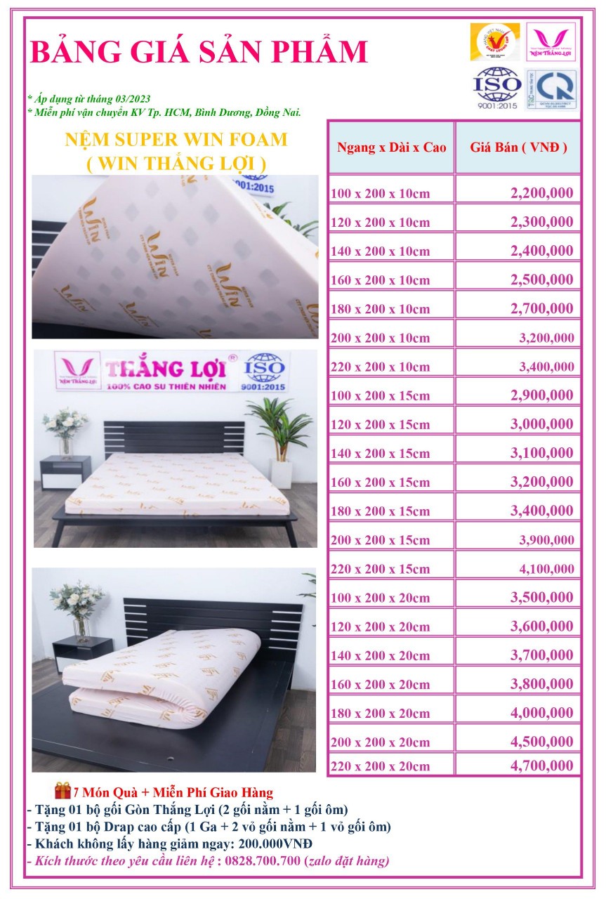 NỆM SUPER WIN FOAM THẮNG LỢI